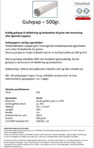 Billede af Gulvpap 500 gr. 1,00x30mtr